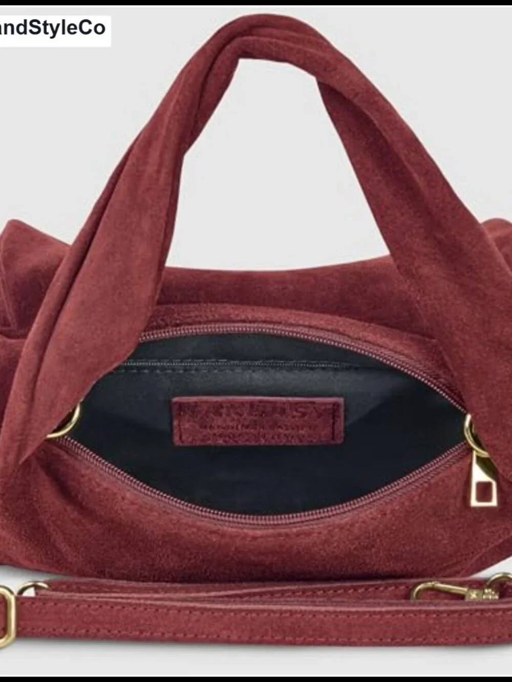 Italian Suede Top-Handle Satchel with Detachable Crossbody Strap